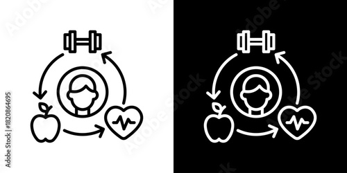 Healthy Lifestyle Icons. Fresh Line Design Built For Creative Flexibility In Light And Dark Versions. 