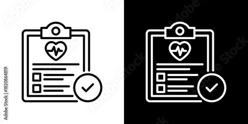 Health Report Icons. Fresh Line Design Built For Creative Flexibility In Light And Dark Versions. 