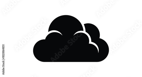 Simple black cloud shape on white background in silhouette style silhouette