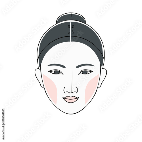 Illustration of a woman's face with makeup application