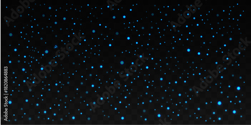 Blue dust in png format gently sparkles like Christmas snow.Starry glitter dust with blue sparkles. Magical light dust with stars and sparkles and bokeh on a transparent background. Vector effect.