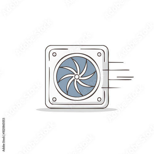 Stylized Cooling Fan Illustration of Fast Rotating Computer Component