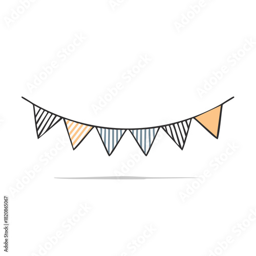 Hand drawn playful bunting flags illustration perfect for party decorations and festive celebrations