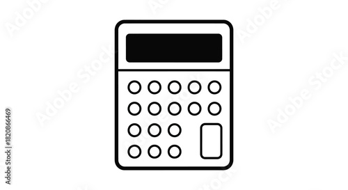 Simple calculator outline icon with display and buttons silhouette