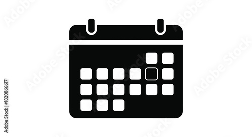 Calendar icon with days and dates represented in silhouette style silhouette