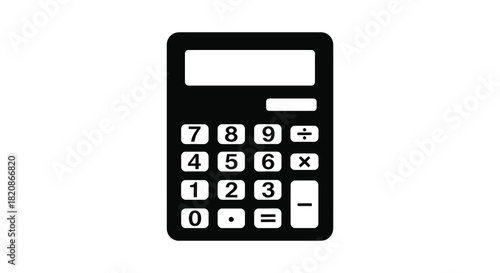 Calculator silhouette image simple black and white design for finance and math silhouette