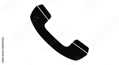 Classic telephone handset icon in black and white silhouette
