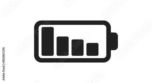 Low battery indicator with decreasing bars silhouette