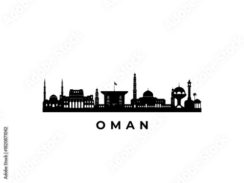 Vector Oman skyline. Travel Oman famous landmarks. Business and tourism concept for presentation, banner, web site.