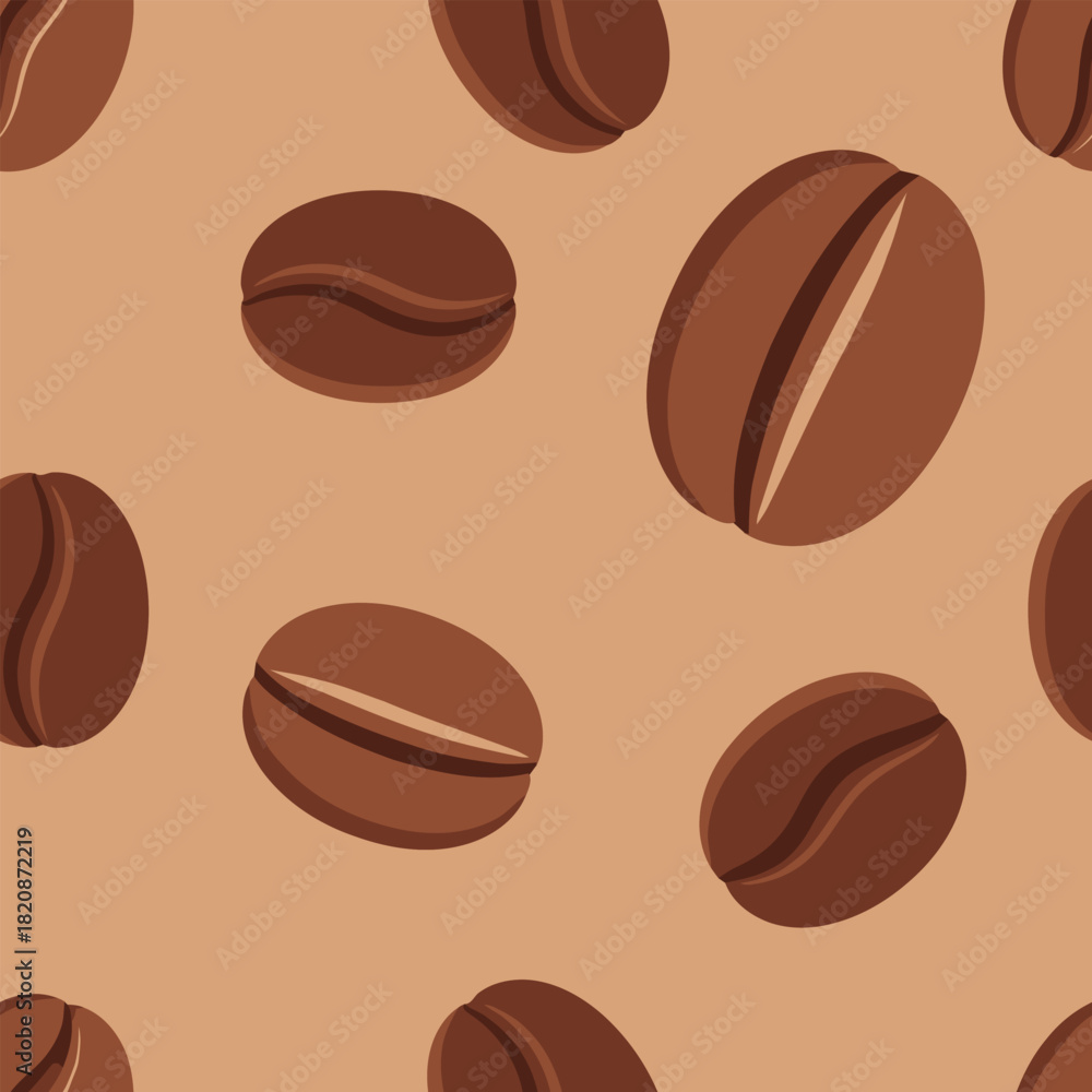 Obraz premium Coffee beans Background, Vector coffee pattern with random beans. seamless pattern. coffee background. Coffee Beans Illustration