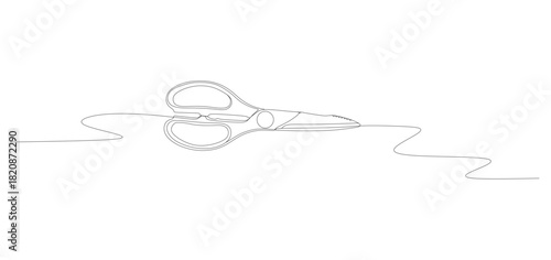 Closed serrated scissors continuous line drawing