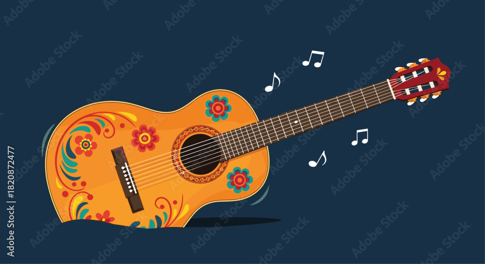 Naklejka premium A colorful guitar illustration.