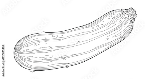 An illustration of a zucchini with water drops.