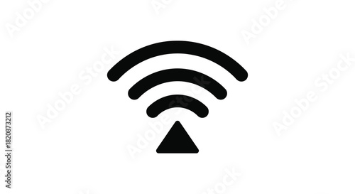 Abstract wireless signal icon with triangle base silhouette