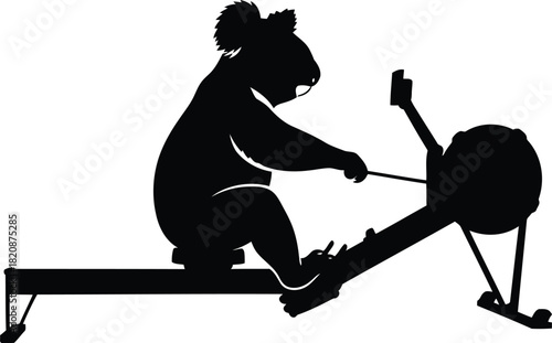 Koala silhouette rowing machine workout