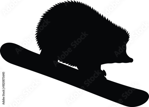 Hedgehog snowboarding silhouette