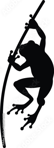 Silhouette frog climbing branch