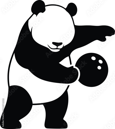 Cute panda bowling cartoon