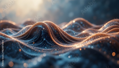 Abstract 3D wave of musical sounds representing smooth data flow and dynamic motion visualization