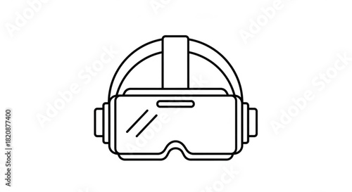 Virtual reality headset line icon representing immersive digital technology for gaming, metaverse, and future innovation in a minimal style
