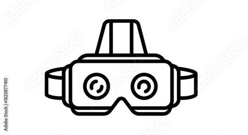 Virtual reality headset outline icon representing immersive digital experiences, gaming, simulation, and augmented future technologies