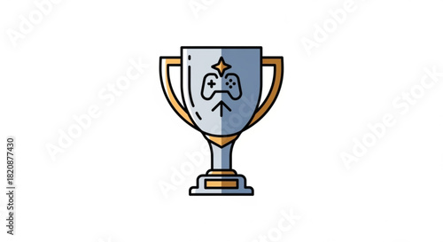 Gaming achievement trophy icon symbolizing esports victory, online competition, player success, digital triumph, winner status, and interactive entertainment recognition