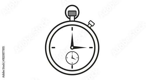 Simple line art illustration of a classic analog stopwatch icon, symbolizing time, measurement, speed, and precision on a clean background.