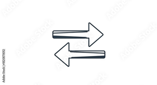 Exchange arrows icon illustrating data transfer, two-way communication, process flow, and directional change concept on white background