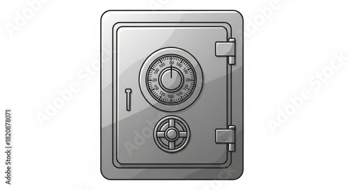 Secure metal safe illustration with combination lock, symbolizing financial security, asset protection, and confidential data storage
