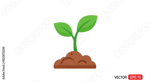 Seedling growing in soil, a vibrant symbol of new life, ecological growth, environmental sustainability, and the fresh start of nature's cycle, isolated.