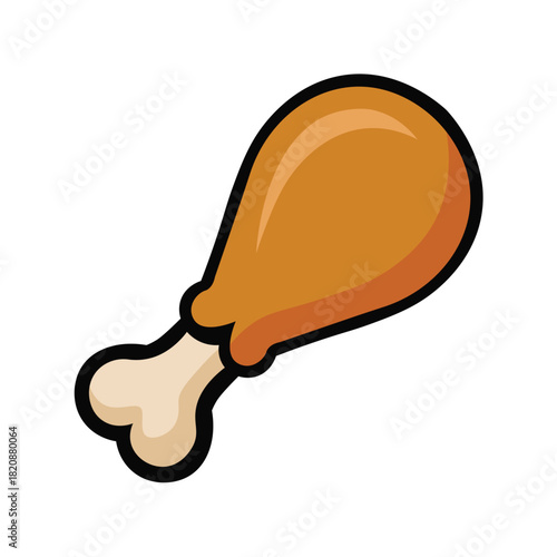Chicken leg flat icon. Isolated vector illustration