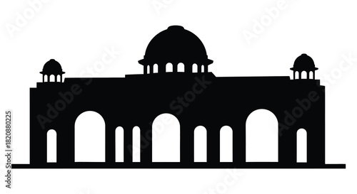 Silhouette of a grand building with arches and domes silhouette