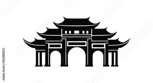 Asian gate silhouette of traditional chinese architecture