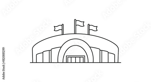 Stadium with flags outline icon vector illustration silhouette