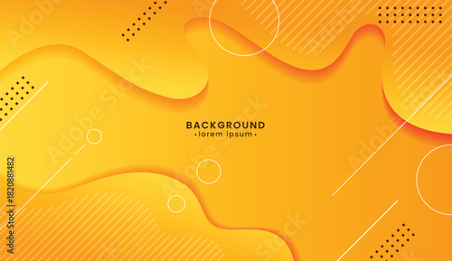 Abstract orange background with geometric shapes and curved lines. Suitable for digital art projects, web design, and advertising materials.