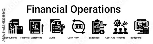 Financial Operations  banner web icon vector illustration concept for business with icon of Accounting, Financial Statement, Audit, Cash Flow, Expenses, Cost And Revenue.