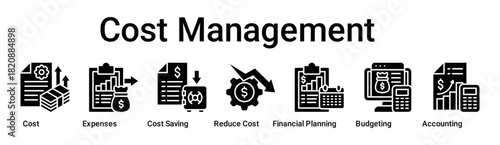 Cost Management banner web icon vector illustration concept for business with icon of Cost, Expenses, Cost Saving, Reduce Cost, Financial Planning, Budgeting.