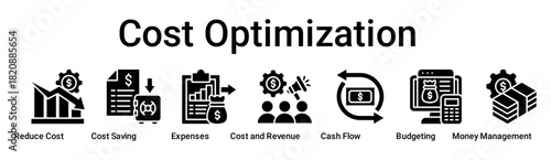 Cost Optimization banner web icon vector illustration concept for business with icon of Reduce Cost, Cost Saving, Expenses, Cost and Revenue, Cash Flow, Budgeting, Money.