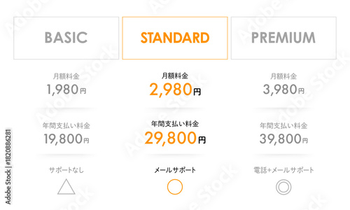 シンプルな料金表のデザインテンプレート