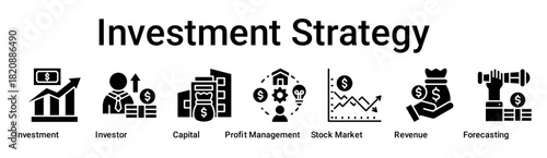 Investment Strategy banner web icon vector illustration concept for business with icon of Investment, Investor, Capital, Profit Management, Stock Market, Revenue.