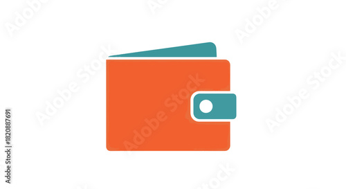 Stylized orange and teal wallet icon on a white background, representing finance, savings, and digital payment concepts. Ideal for financial apps, websites, or business illustrations.