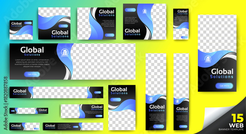 Business web banner template set. Vector horizontal, vertical, square web ads banner. Abstract Business Ads poster for Web post Design Template. Social Media Cover ads banner, flyer, invitation card