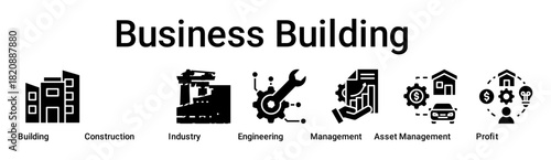 Business Building banner web icon vector illustration concept for business with icon of Building, Construction, Industry, Engineering, Management, Asset Management, Profit.