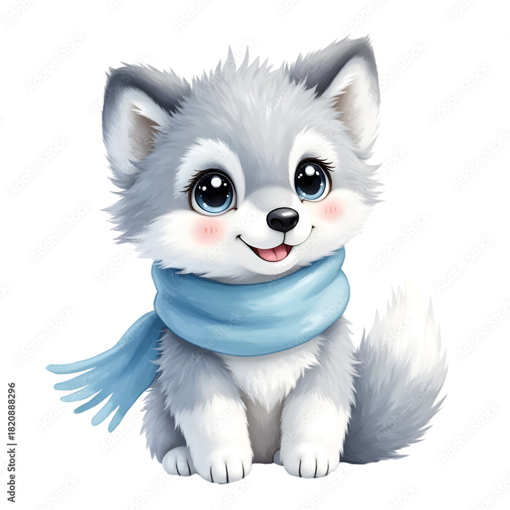 Obraz premium Watercolor Winter Animal Clipart Set with Cute Penguin, Polar Bear, Fox, Reindeer & More – Soft Icy Pastel Snowy Animals, High-Quality PNG, Transparent Background