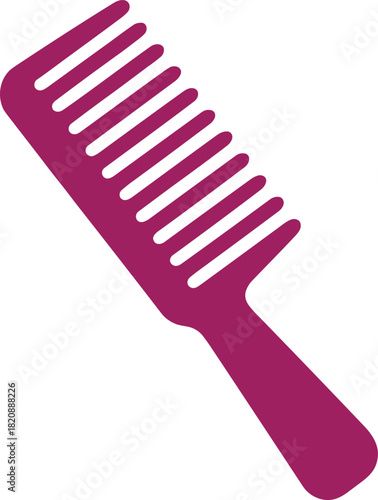 Magenta comb icon vector illustration, simple hair grooming tool silhouette, barbershop accessory design element for beauty, salon, fashion and hairstyle projects