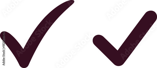 Maroon check mark icon vector set, minimal tick symbols for approval, verification, correct sign, UI design, web interface and graphic projects