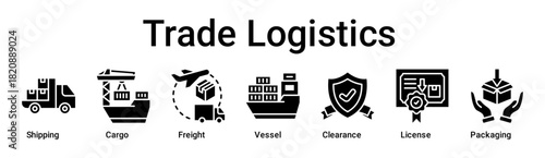 Trade Logistics banner web icon vector illustration concept for business with icon of Shipping, Cargo, Freight, Vessel, Clearance, License.