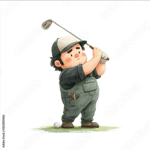 little boy with a baseball golf