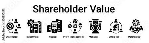Shareholder Value banner web icon vector illustration concept for business with icon of Shareholder, Investment, Capital, Profit Management, Manager, Enterprise.