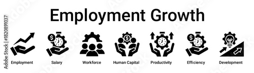 Employment Growth banner web icon vector illustration concept for business with icon of Employment, Salary, Workforce, Human Capital, Productivity, Efficiency.